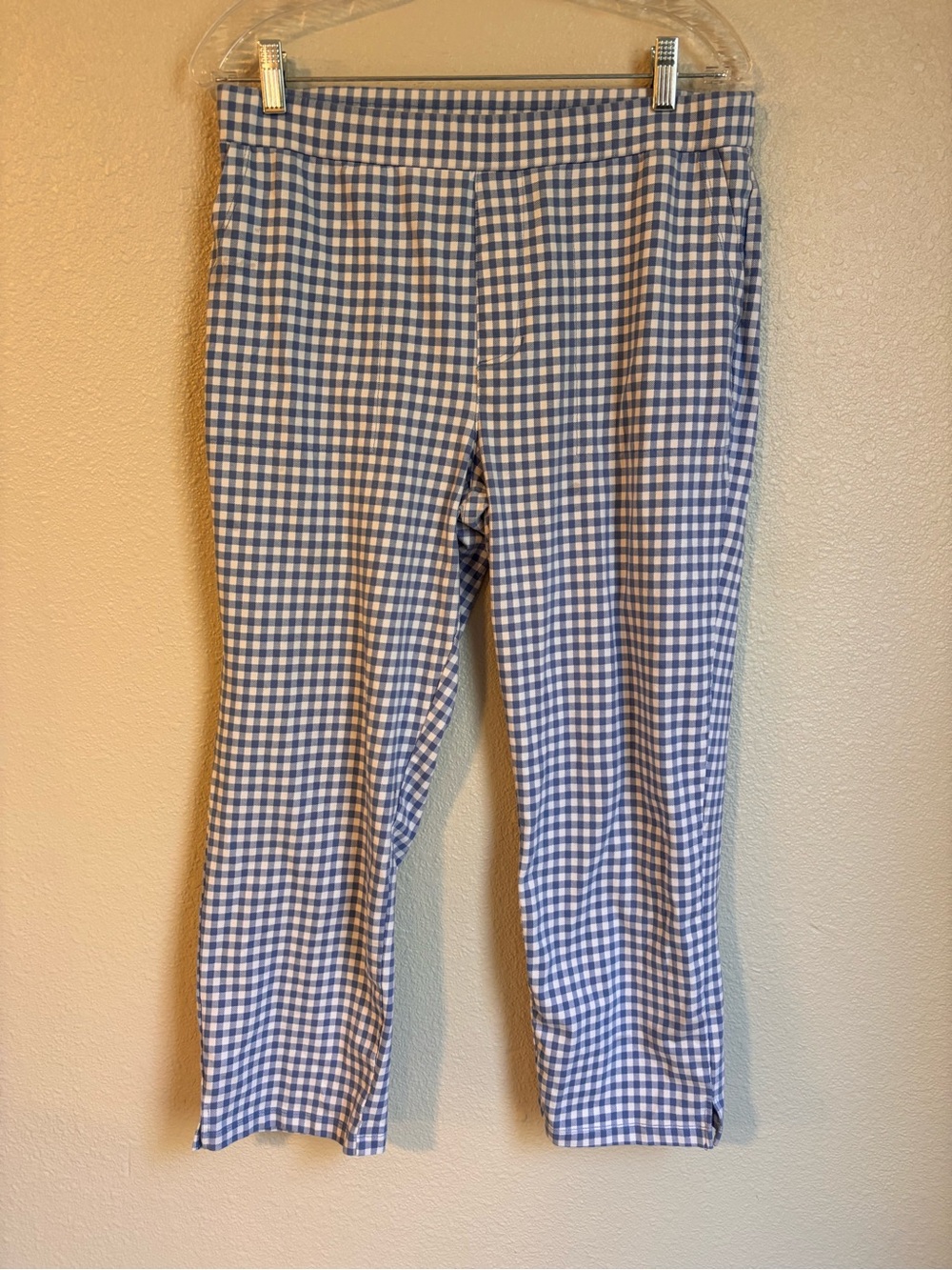 Women’s Blue Gingham Stretch Pants